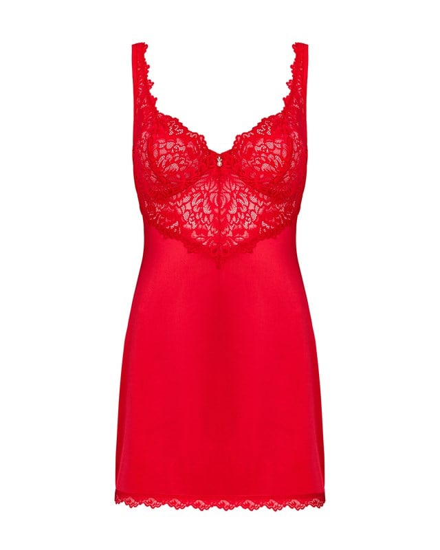 AMOR CHERRIS RED CHEMISE & THONG