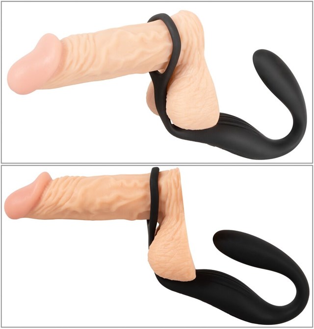 Black Velvets Cock ring with RC butt plug