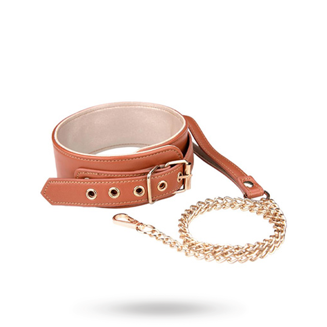 Blaze Elite Collar & Chain Cognac Vegan Leather