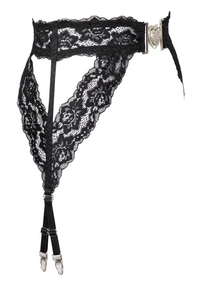 Black lace suspender belt