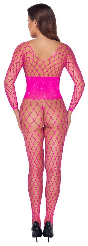 Crotchless Catsuit With Long Sleeves Pink