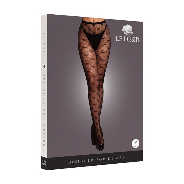 Heart Patterned Tights - Black