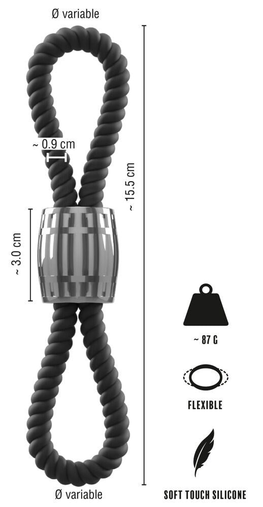 Heavy Rope Cock Strap with two Loops