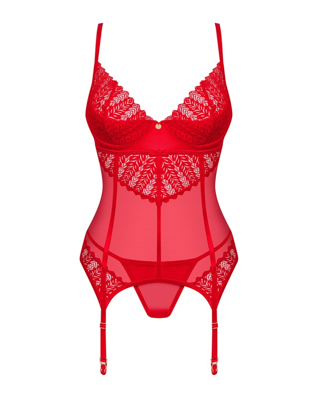 INGRIDIA CORSET & THONG RED