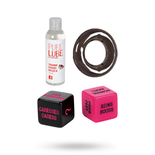 Roll & Love Dice - Kit With Penis Ring & Massage Oil