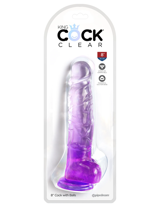 King Cock Clear 20 cm with Balls - Purple