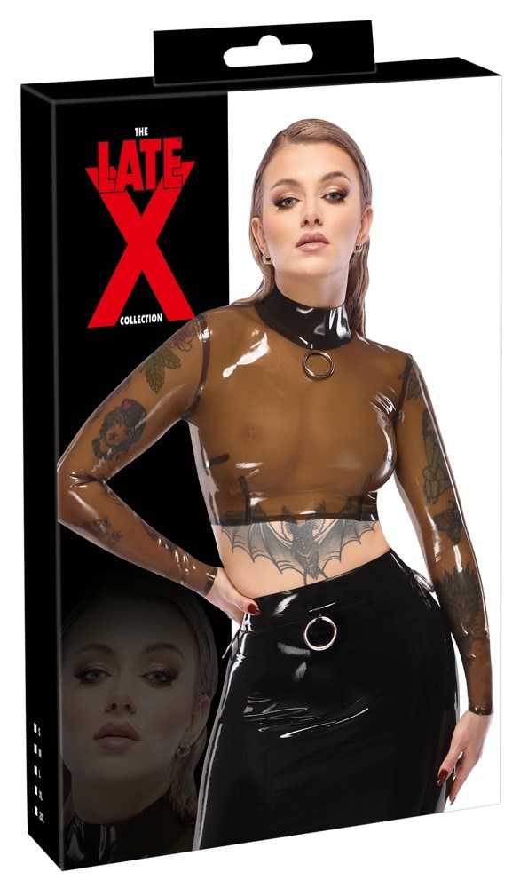 Latex Crop Top With Long Sleeves