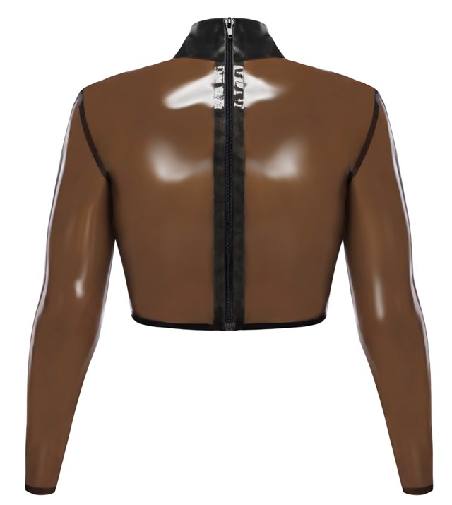 Latex Crop Top With Long Sleeves