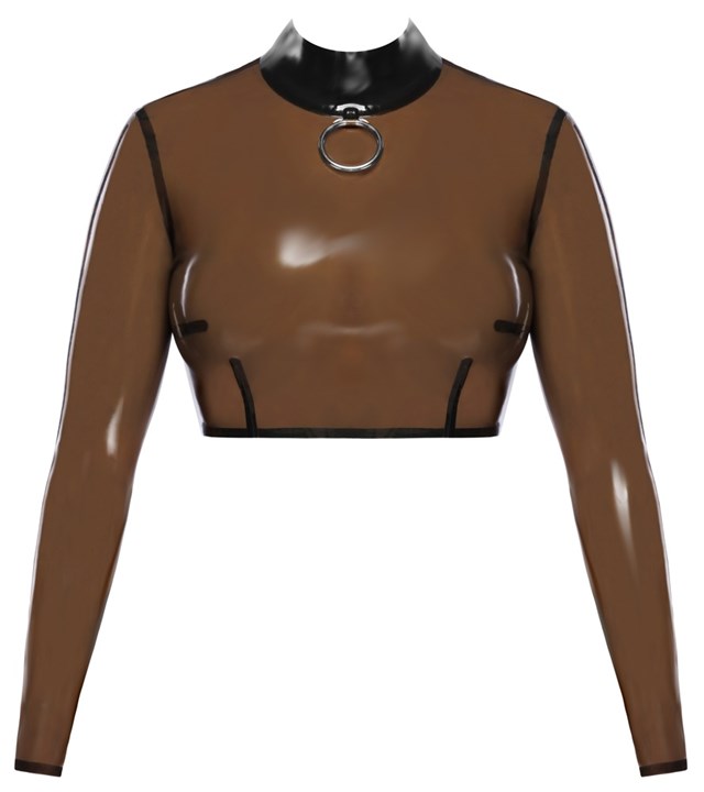 Latex Crop Top With Long Sleeves