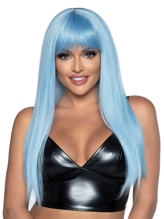Long Straight Bang Wig Blue