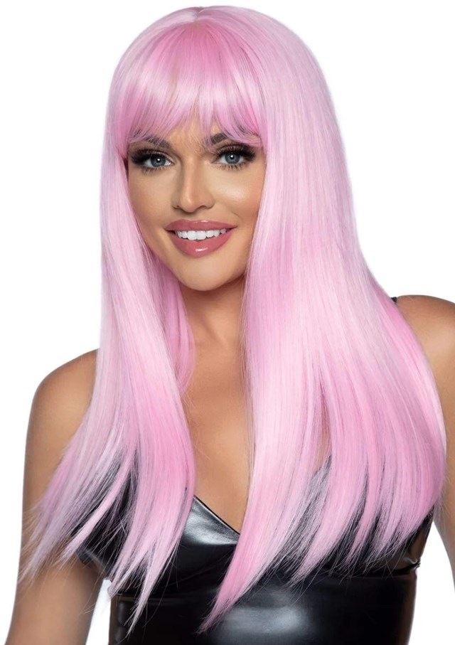 Long Straight Bang Wig Pink