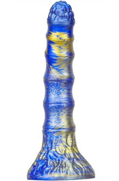 Metallic Fantasy Dildo Bamspin Blue/Gold 17,5 cm