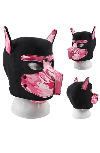 Neoprene Dog On Mask Black-Camouflage Pink