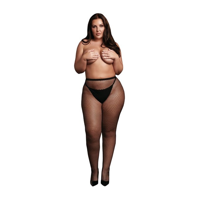 Panty with Small Fishnet Structure Plus size - Black