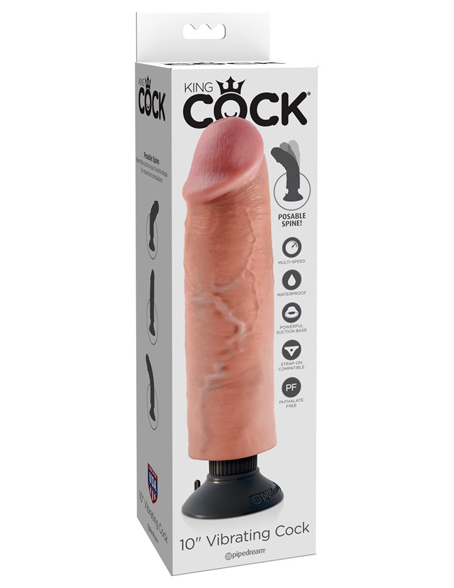 King Cock 25 cm Värisevä dildo - Vaalea