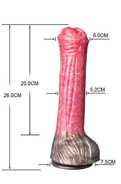 Pink Alien Soft Liquid Silicone Dildo Red 26 cm