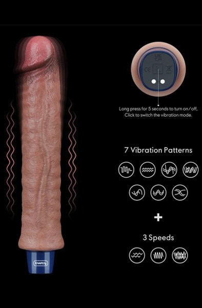 Real Softee Vibrating Dildo Brown 24,5 cm