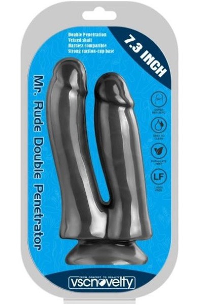 Realistic Penis Double Penetration Black 18,5 cm