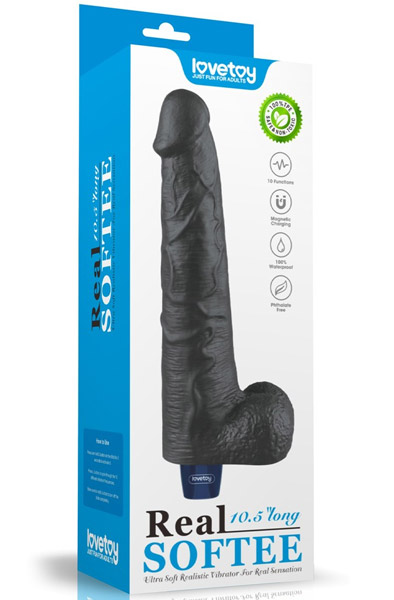 Rechargeable Vibrating Dildo Black 27,2 cm