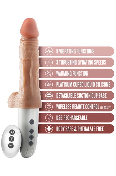 Thrusting, Vibrating & Warming Dildo 17,5 cm