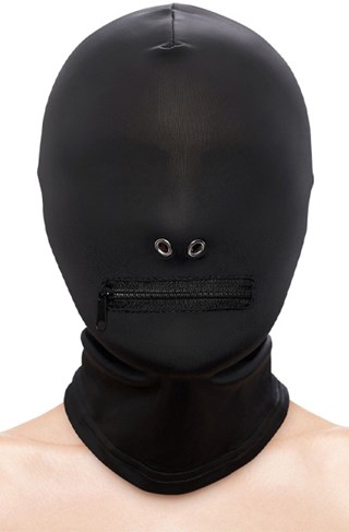 Zippered Mouth Hood Black